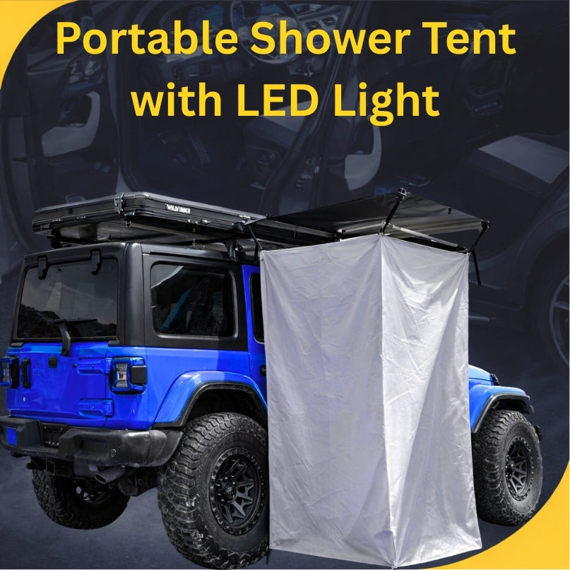 Portable Shower Tent with LED Light – Quick Setup Camping Privacy Tent (Waterproof & Spacious Design)