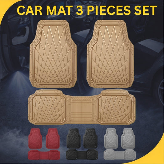 Heavy Duty Rubber Car Floor Mats, Deep Dish All Weather Car Mats Full Set, 3 Piece Waterproof Premium Anti-Slip Floor Mats Rugs Universal Trim to Fit for 95% Sedan SUV Van Truck, All Beige, Solid pure black, All gray and All Burgundy Red