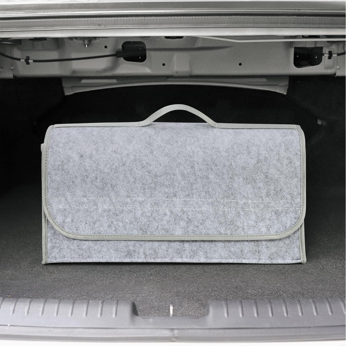 Felt Portable Cleaning Supplies Car Trunk Organizer- Anti Skip Foldable Boot Storage Organizer Utility Tool Bag For Cars (Light Grey and Dark Grey)