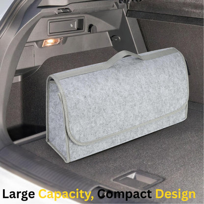 Felt Portable Cleaning Supplies Car Trunk Organizer- Anti Skip Foldable Boot Storage Organizer Utility Tool Bag For Cars (Light Grey and Dark Grey)
