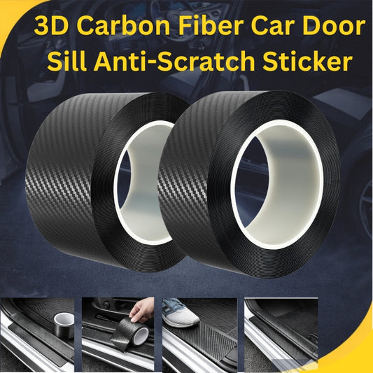 3D Carbon Fiber Sticker Paste Car Threshold Protective Film Anti Scratch