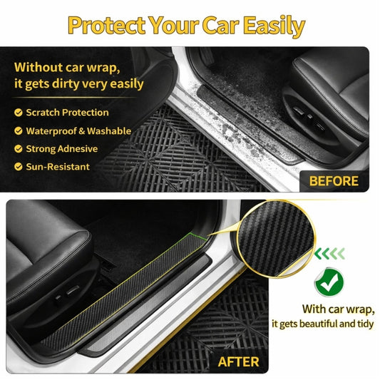 3D Carbon Fiber Sticker Paste Car Threshold Protective Film Anti Scratch