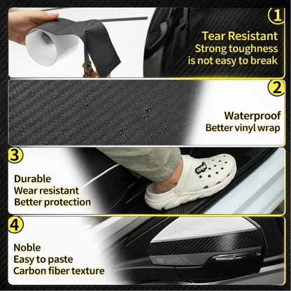 3D Carbon Fiber Sticker Paste Car Threshold Protective Film Anti Scratch