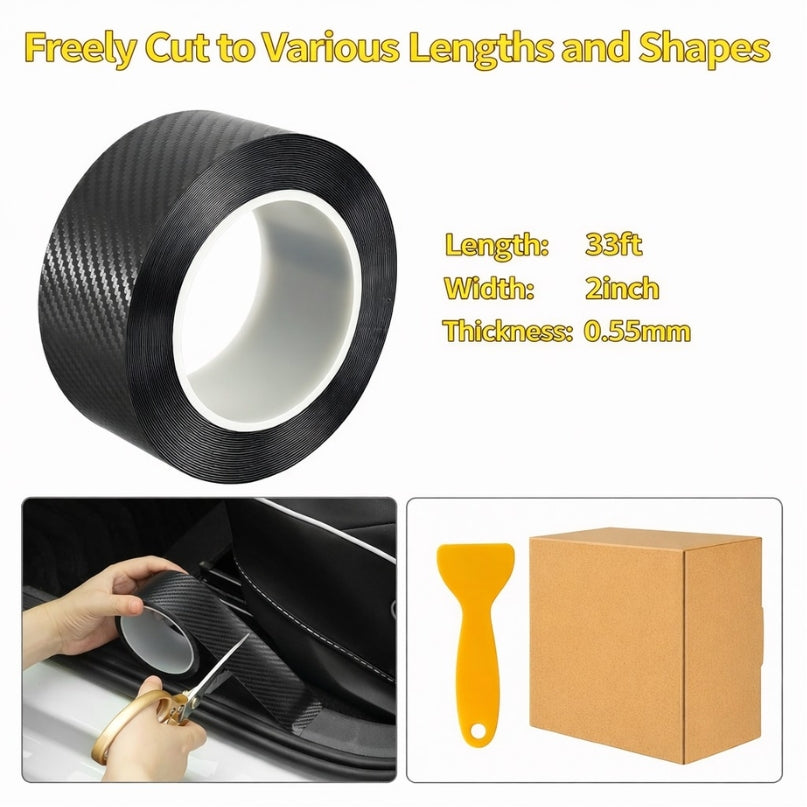 3D Carbon Fiber Sticker Paste Car Threshold Protective Film Anti Scratch